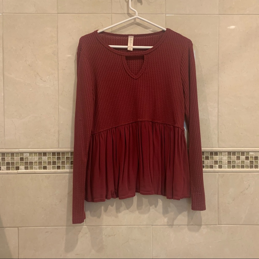 Long sleeve waffle knot tee